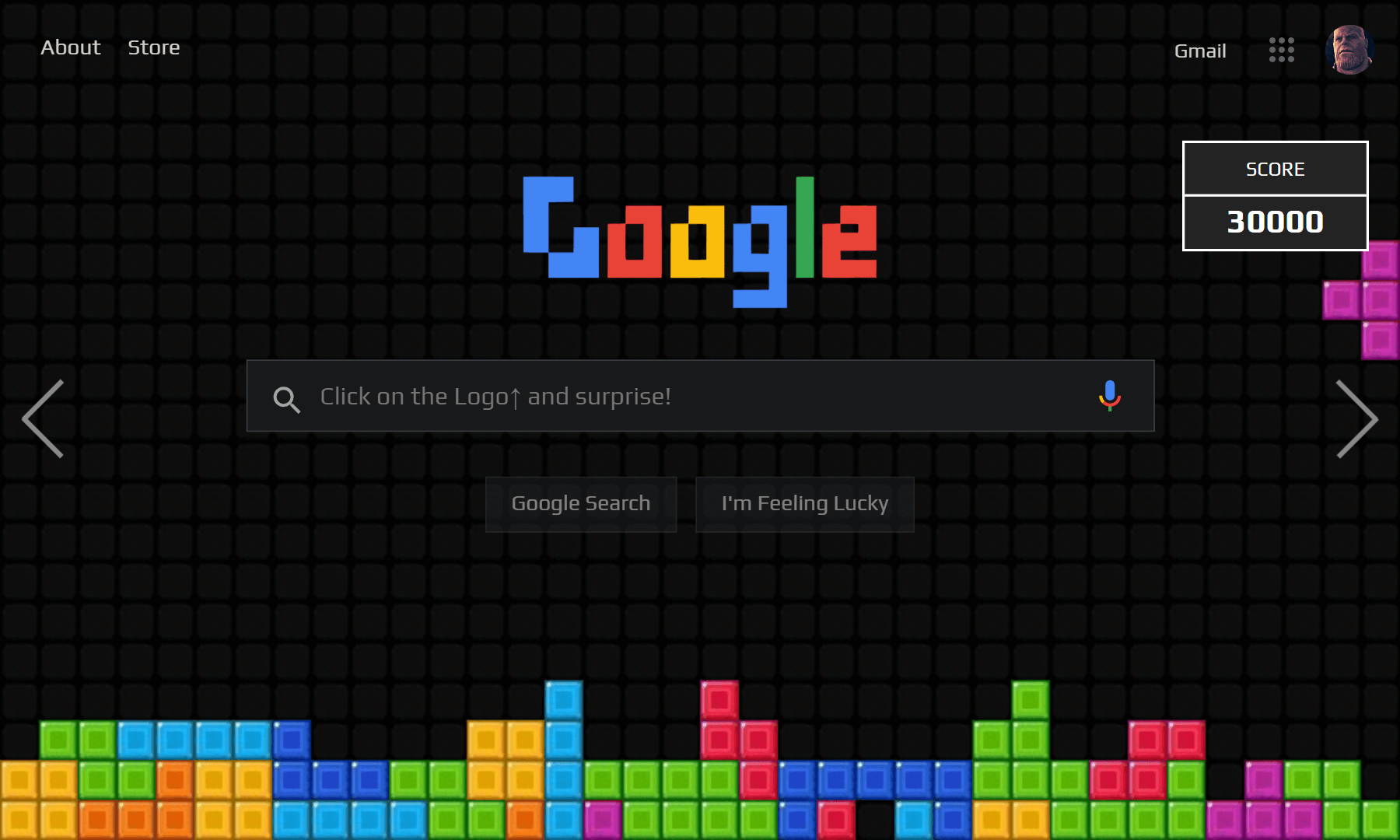 Efecto Tetris en Google - elgooG